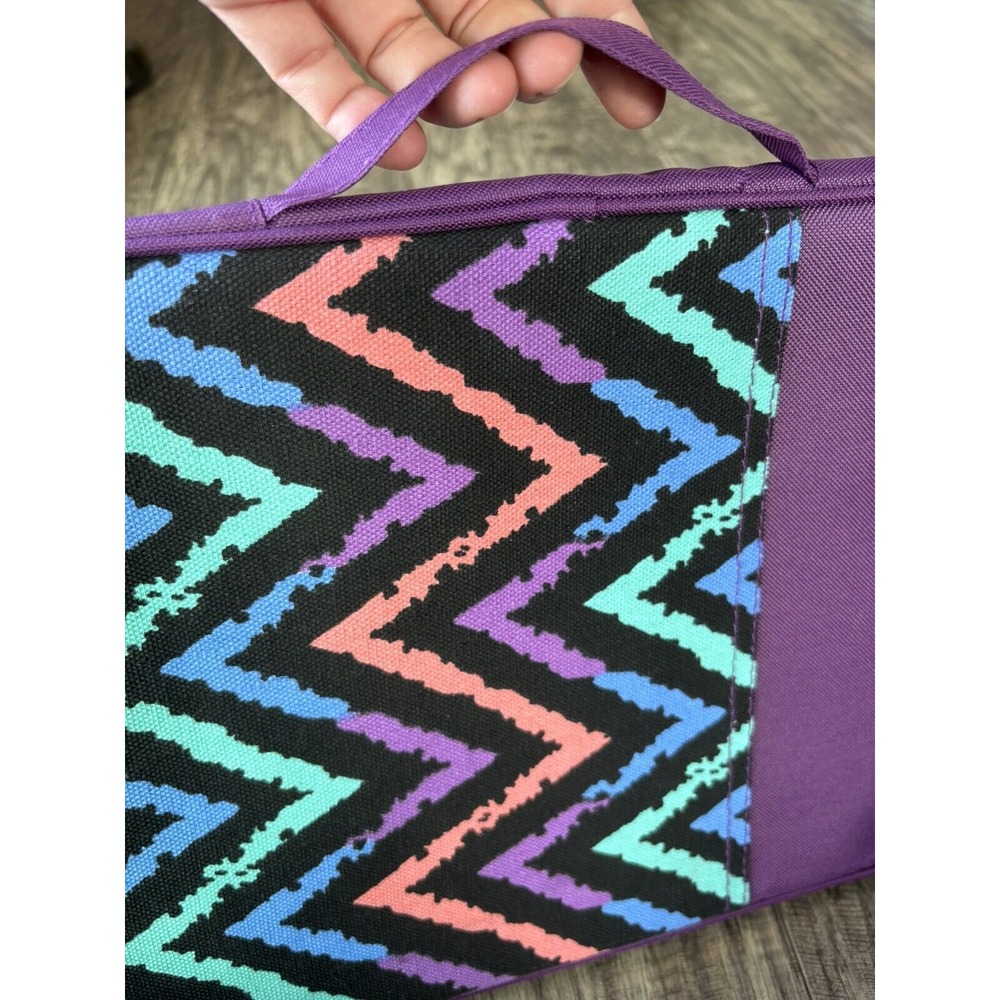 iPad Tablet Sleeve Organizer Zip Pockets Purple Zig Zag - Picture 2 of 7
